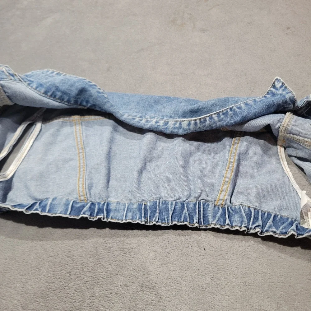 SHEIN Curve Denim Vest Womens 1XL Light Wash Cropped Elastic Hem JIT1191536 Boho